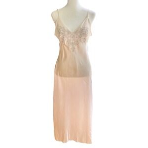 Vintage California Dynasty‎ Slip Dress M Night Gown Fairy Y2K Floral Embroidered